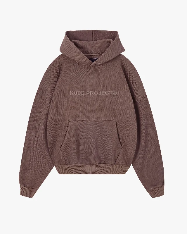 BOXY HOODIE WASHED BROWN