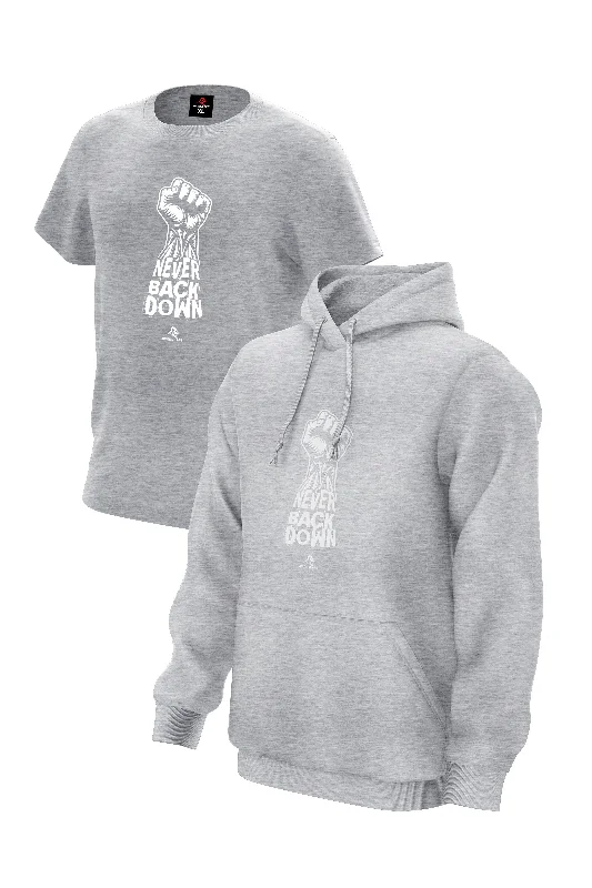 XAPE Never Back Down Hoodie & Tee - Grey