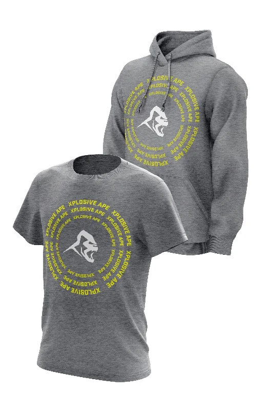 XAPE Spiral Yellow Hoodie & Tee Combo - Grey