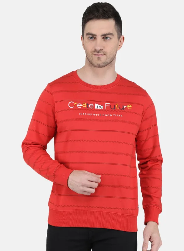 Men Orange Solid Sweatshirt