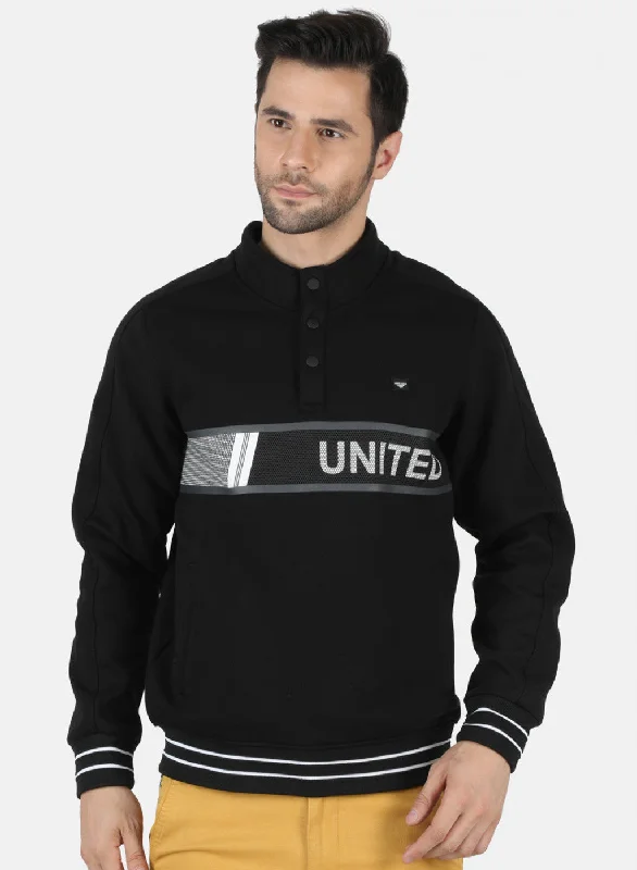 Men Black Solid Sweatshirt