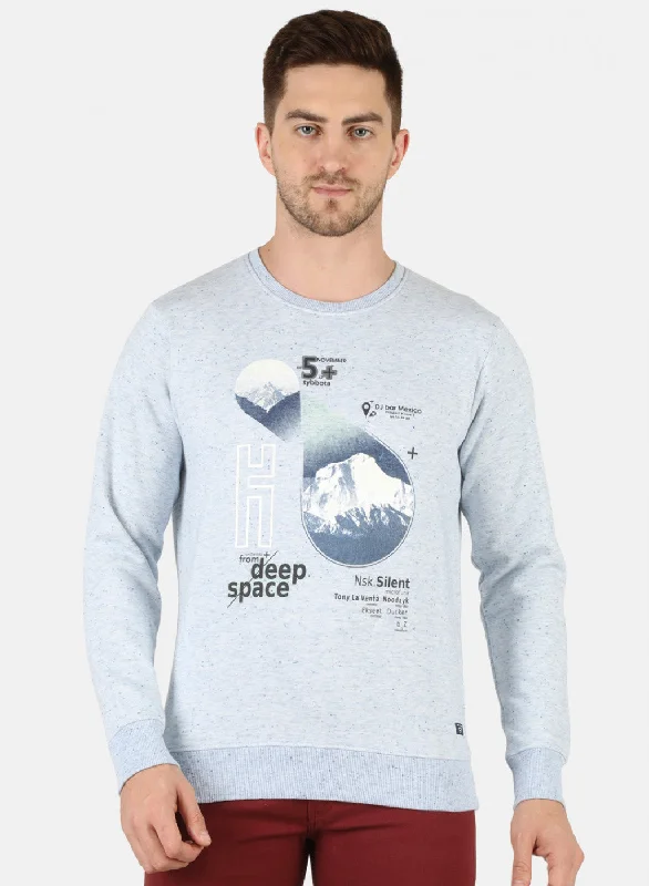 Men Blue Printed Sweatshirt