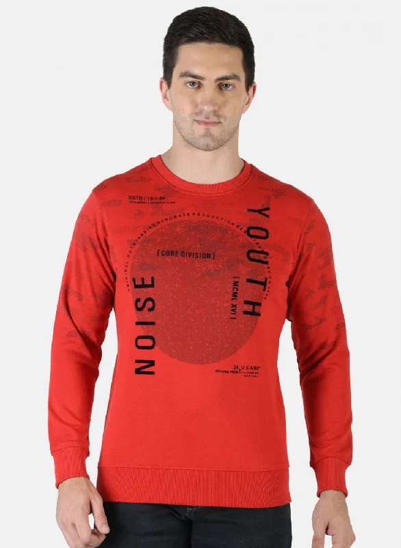 Men Orange Printed Sweatshirt