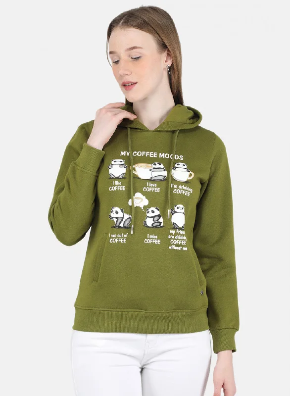 Women Green Printed Sweatshirt