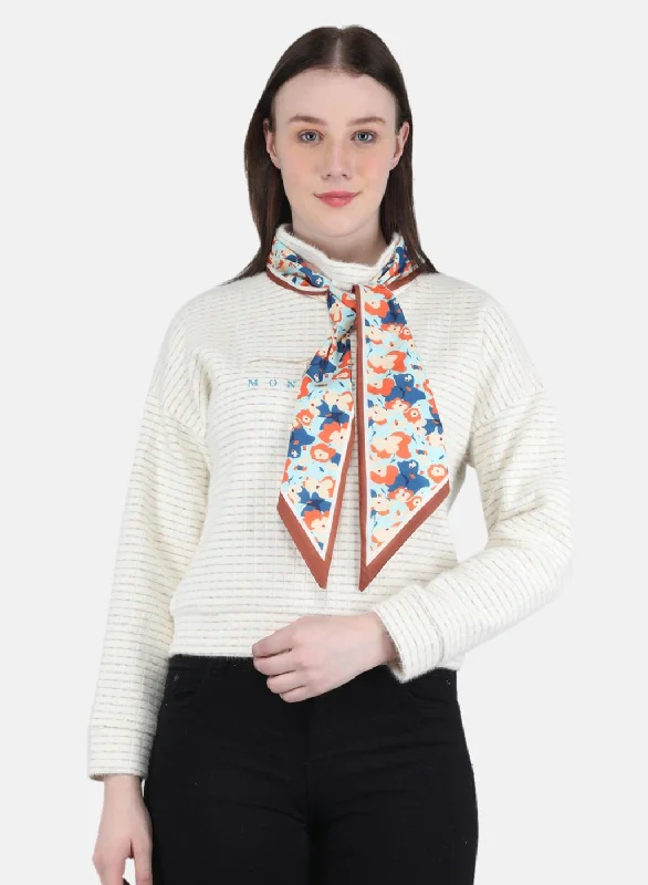 Women Off White Embroidered Sweatshirt