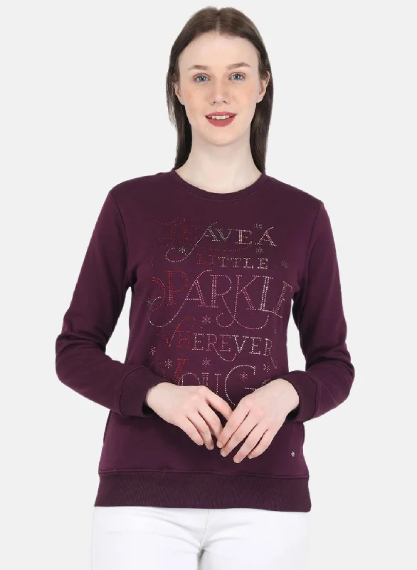 Women Purple Printed Sweatshirt