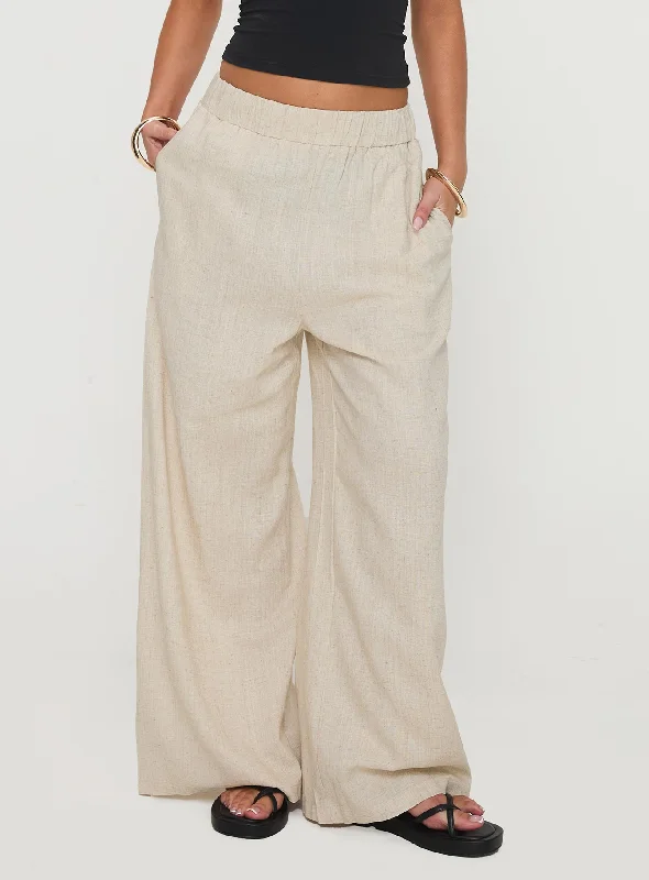 Pellegrini Linen Wide Leg Pants Natural