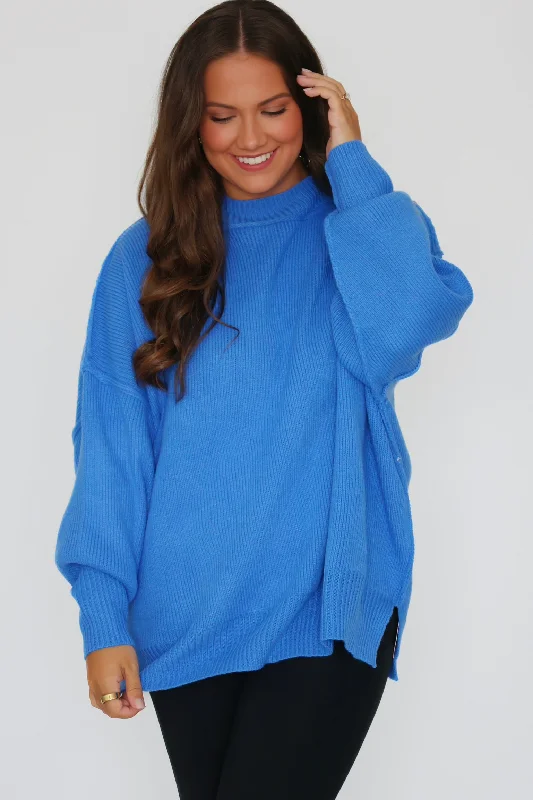 Erin Oversized Sweater - Diva Blue