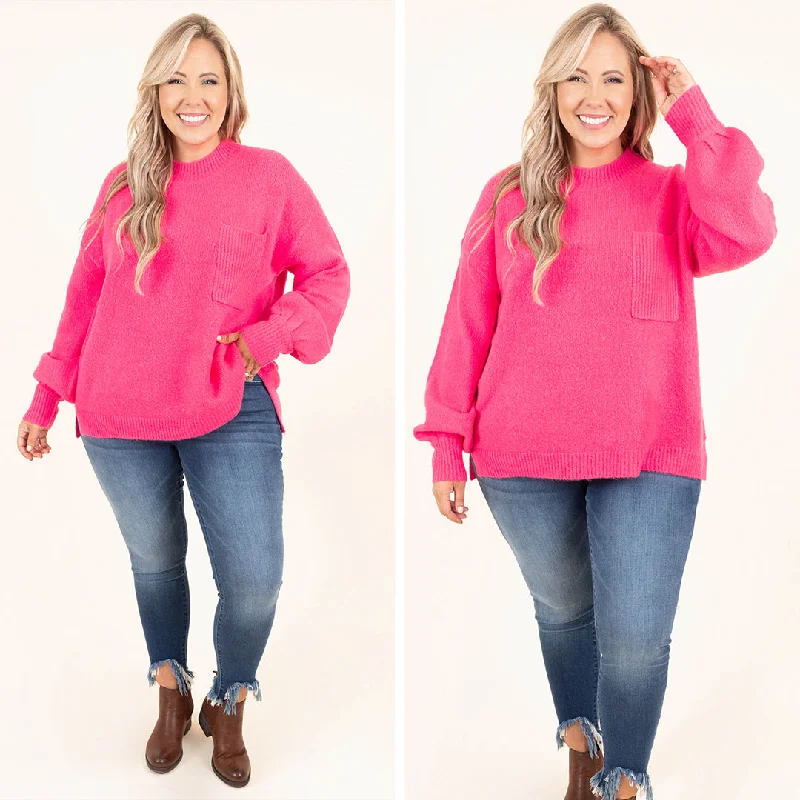 Reliable Love Sweater, Hot Pink