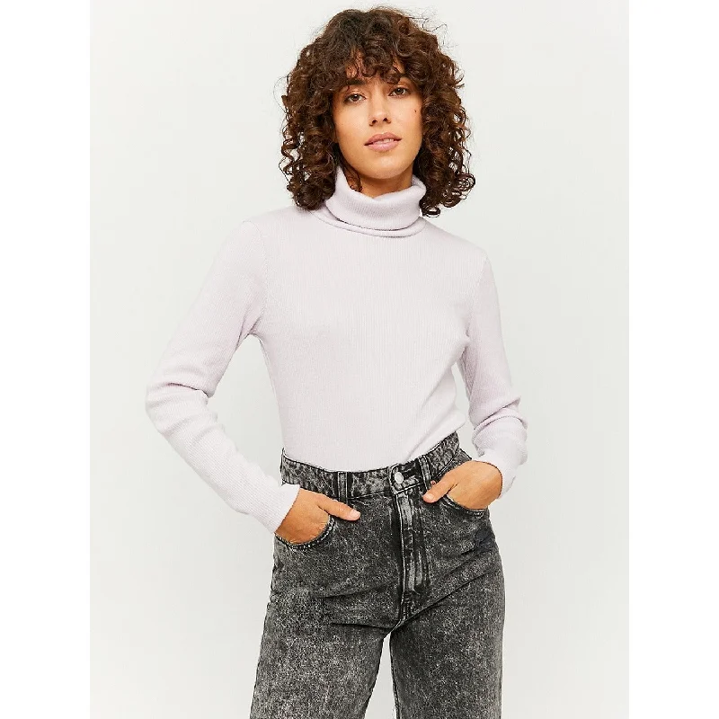 TW Lilac Roll Neck Ribbed Top