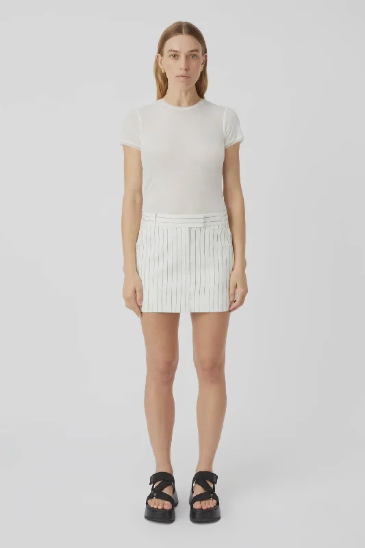 Jagger Mini Skirt - White Pinstripe