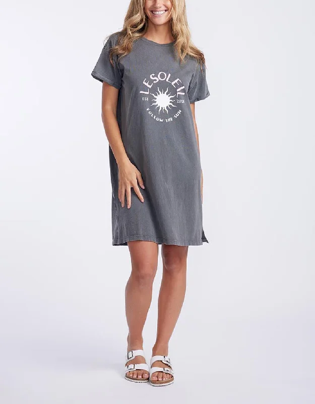 Le Soleil Boyfriend Tee Dress - Charcoal