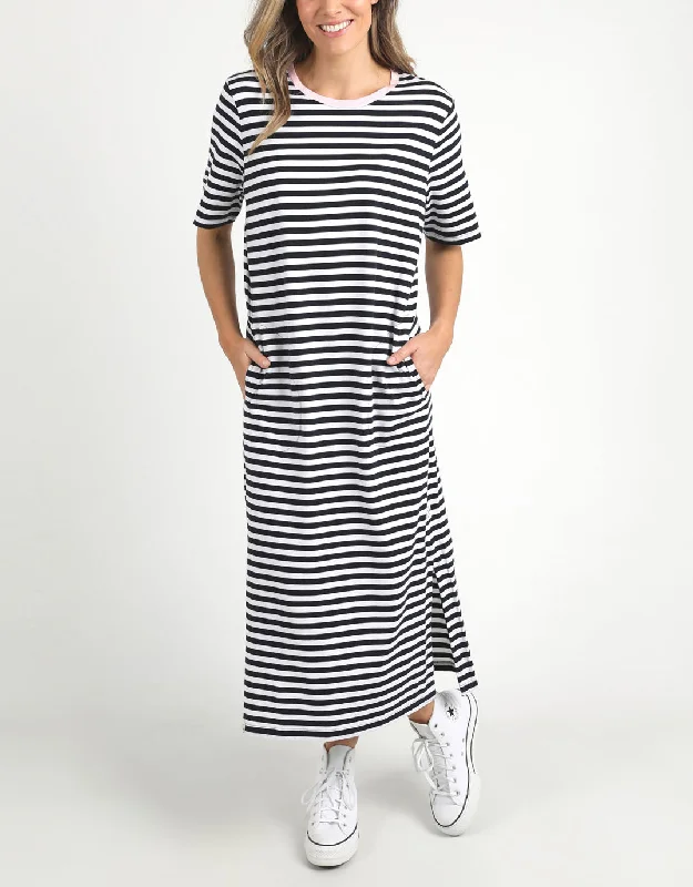 Merry Tee Dress - Navy & White Stripe