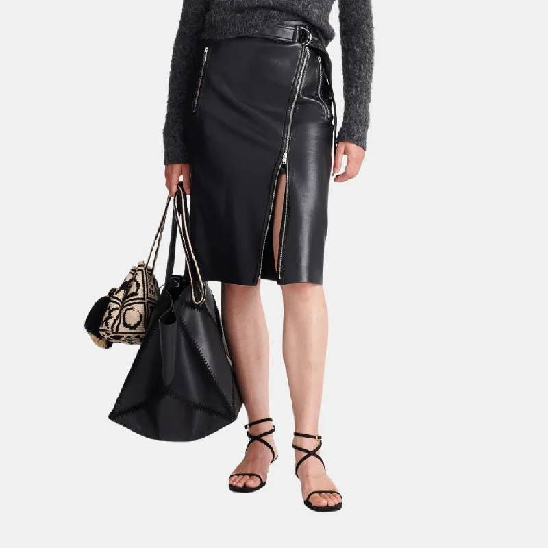 Tillie Regenerated Leather Skirt (Black)